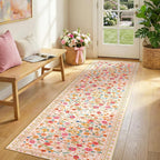 Washable Rug Non-Slip Low Pile Floral