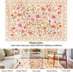 Washable Rug Non-Slip Low Pile Floral