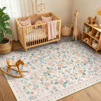 Washable Rug Non-Slip Low Pile Floral