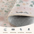 Washable Rug Non-Slip Low Pile Floral