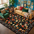 Washable Rug Non-Slip Low Pile Floral