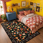 Washable Rug Non-Slip Low Pile Floral