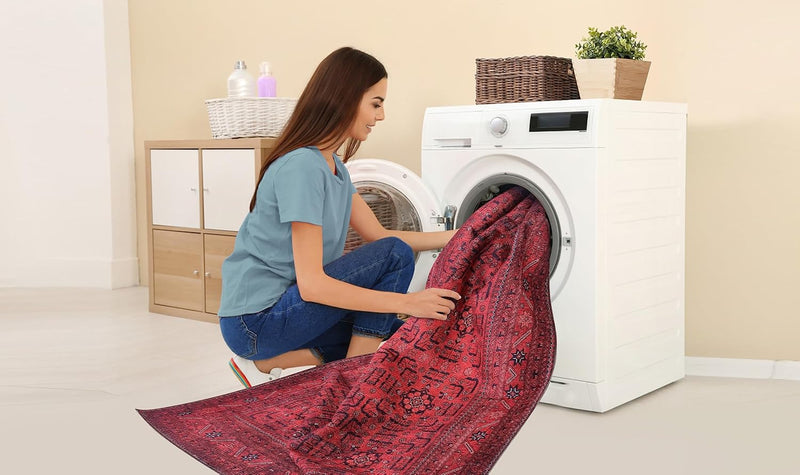 Washable Rug Non-Slip Soft Low Pile Carpet Vintage