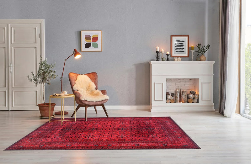 Washable Rug Non-Slip Soft Low Pile Carpet Vintage