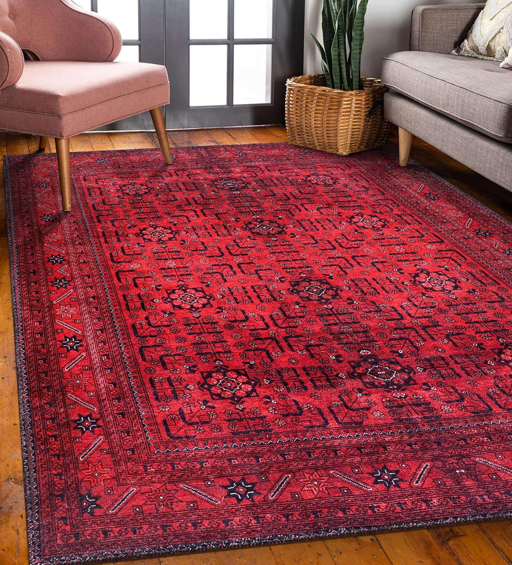 Washable Rug Non-Slip Soft Low Pile Carpet Vintage