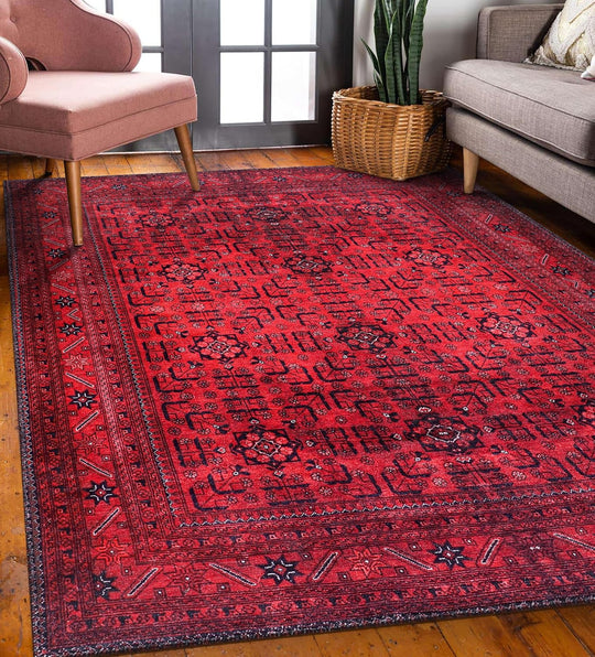 Washable Rug Non-Slip Soft Low Pile Carpet Vintage