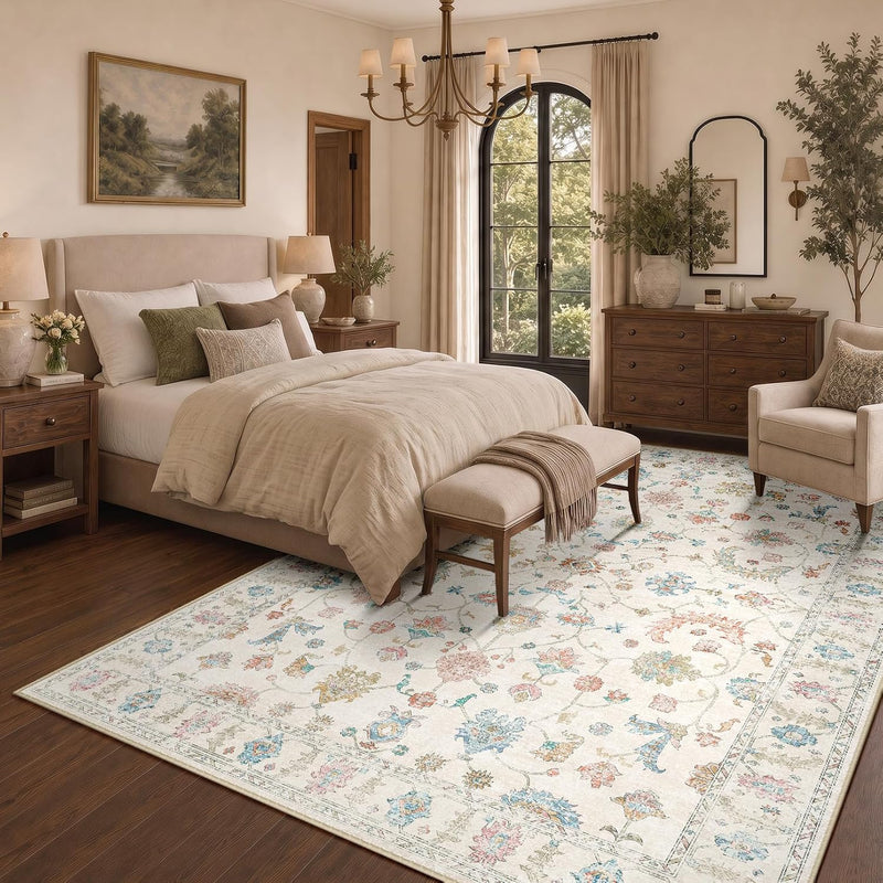 Washable Rug Vintage Boho Living Room