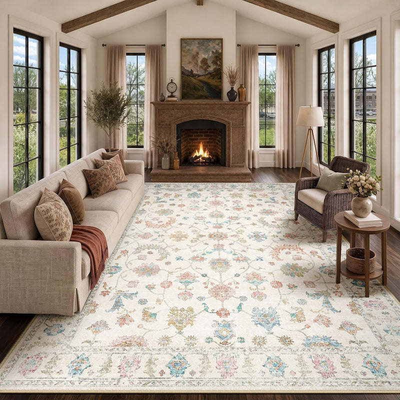 Washable Rug Vintage Boho Living Room