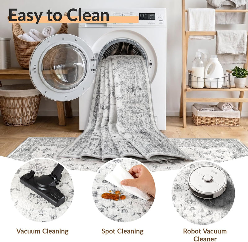 Washable Rug Vintage Boho Living Room