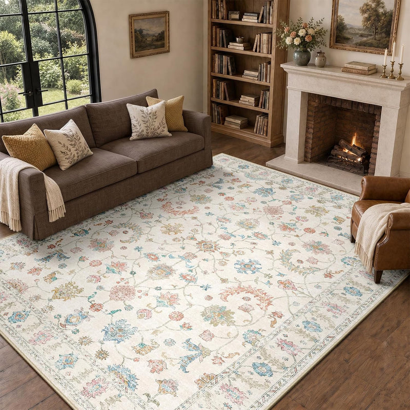 Washable Rug Vintage Boho Living Room