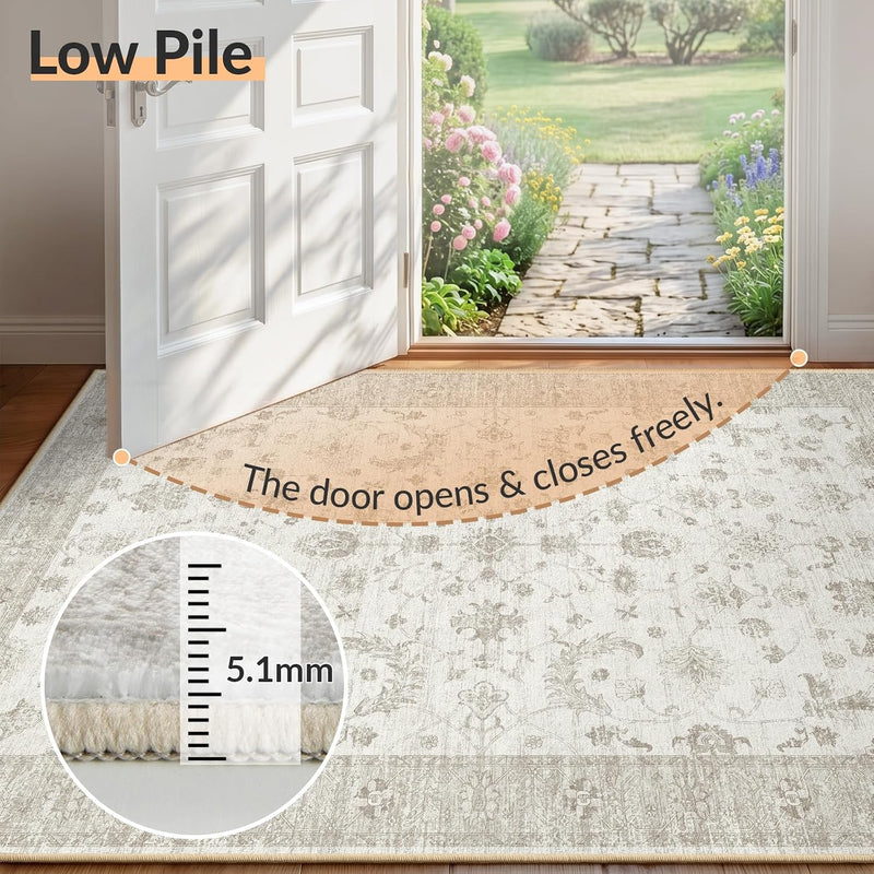 Washable Rug Vintage Boho Living Room