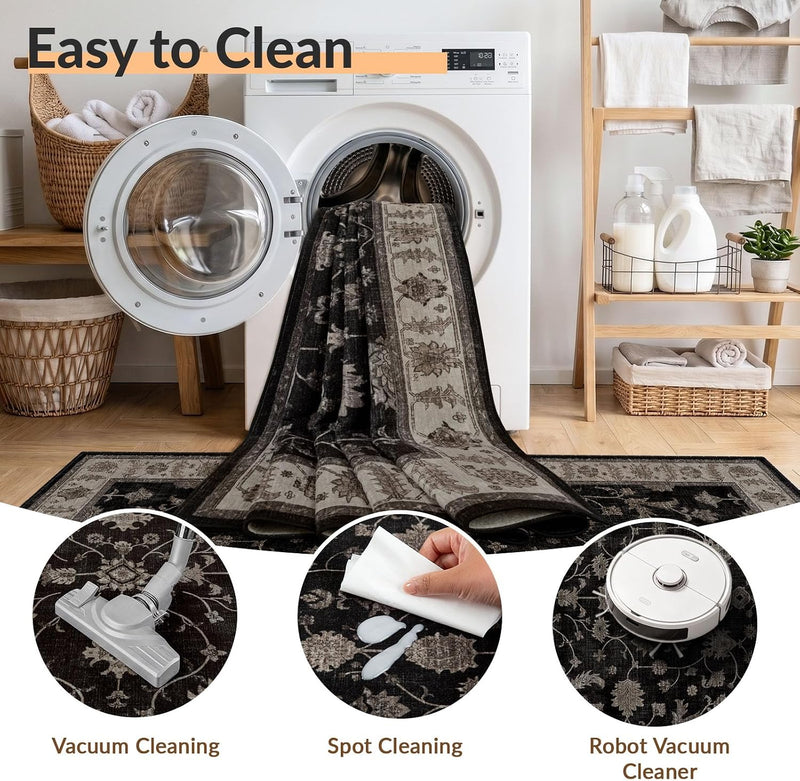 Washable Rug Vintage Boho Living Room