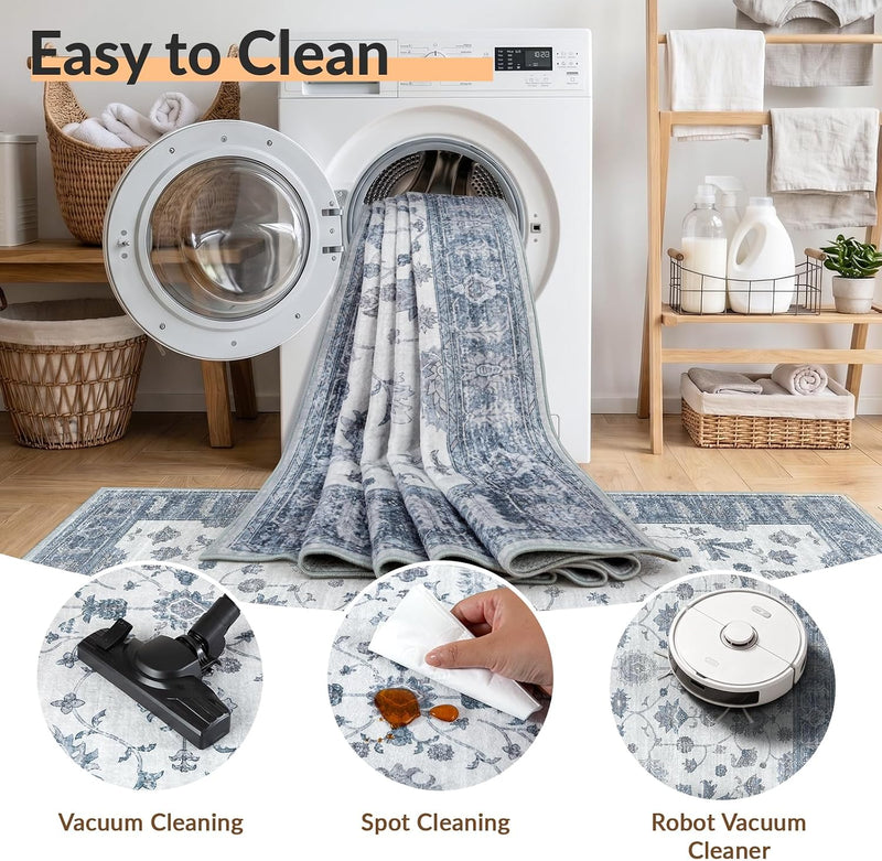 Washable Rug Vintage Boho Living Room