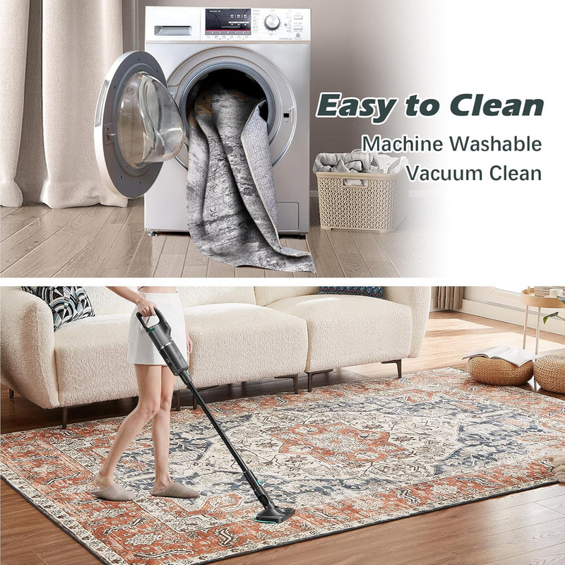 Washable Rugs Living Room Short Pile Area Rug