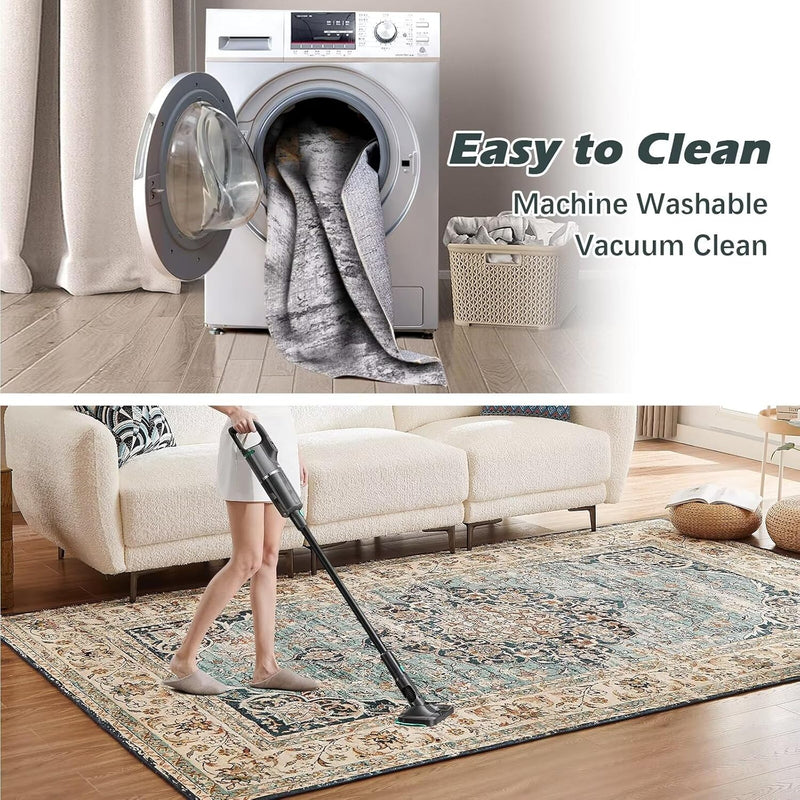 Washable Rugs Living Room Short Pile Area Rug
