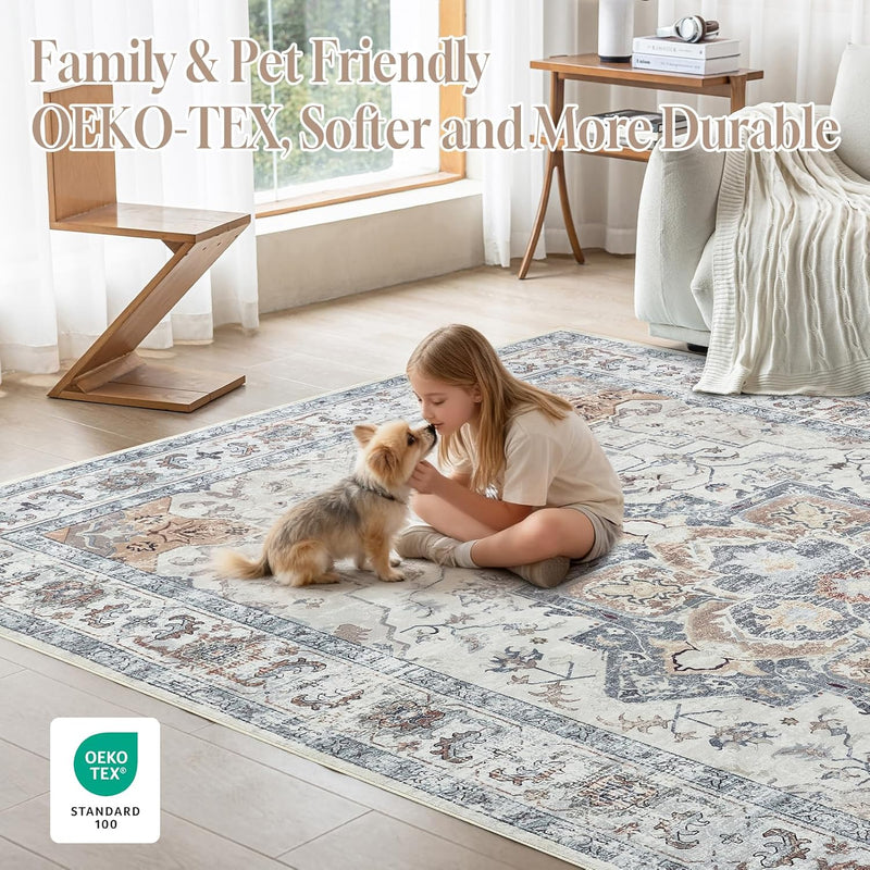Washable Rugs Living Room Short Pile Area Rug