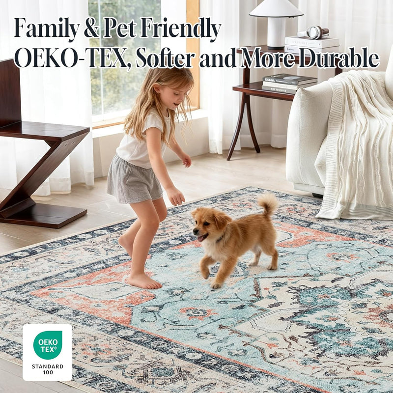 Washable Rugs Living Room Short Pile Area Rug