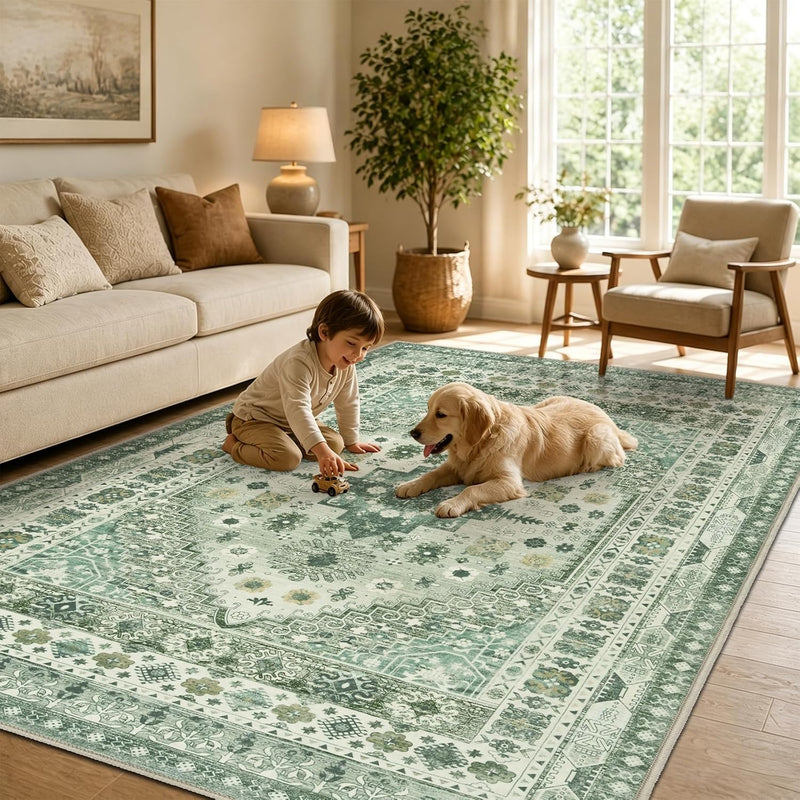 Washable Rugs Living Room Distressed Vintage Area