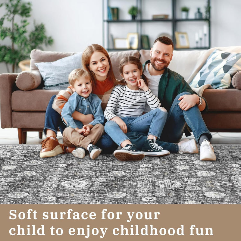 Washable Rugs Living Room Distressed Vintage Area