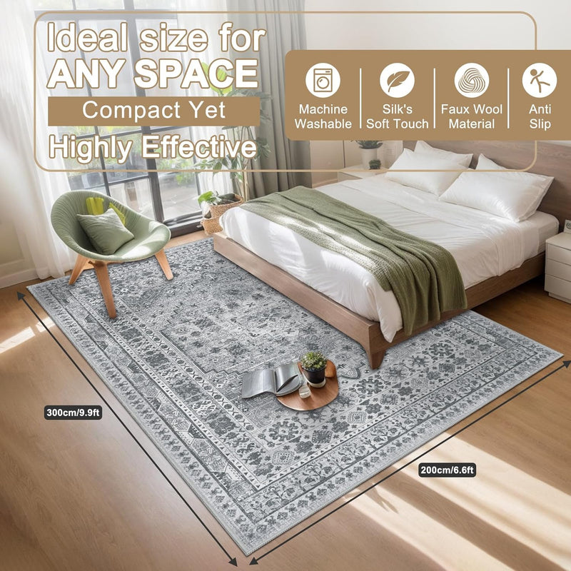 Washable Rugs Living Room Distressed Vintage Area