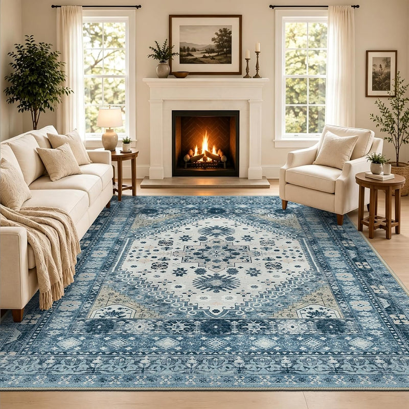 Washable Rugs Living Room Distressed Vintage Area