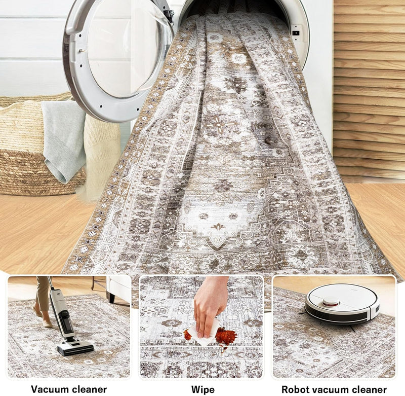 Washable Rugs Living Room Distressed Vintage Area
