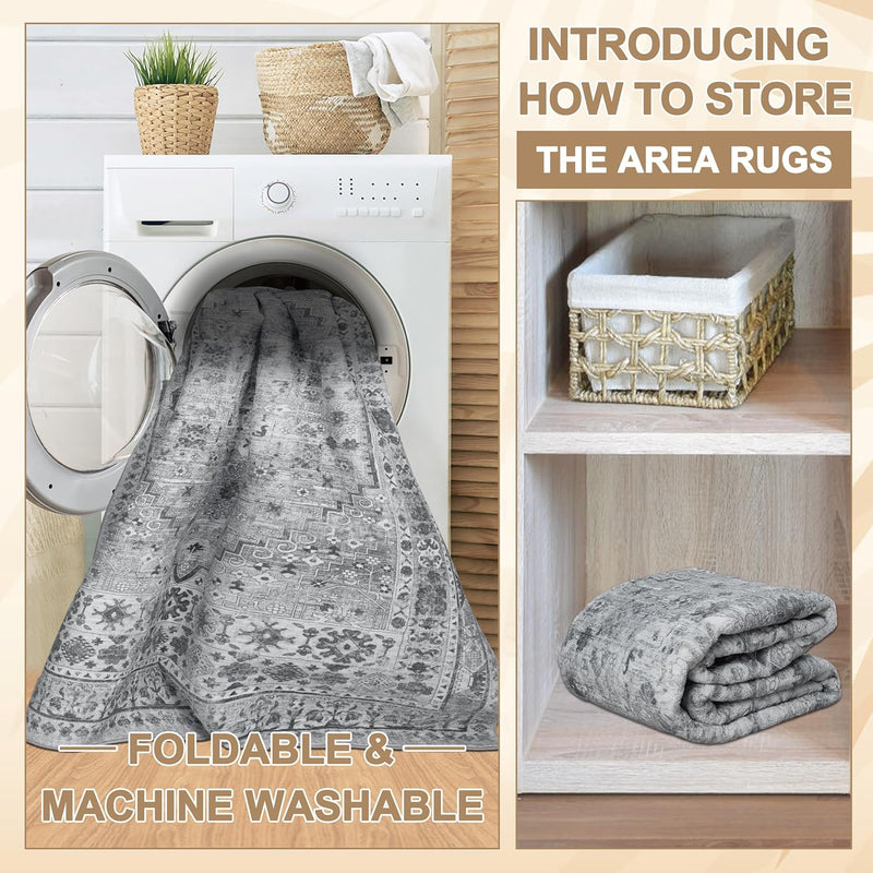 Washable Rugs Living Room Distressed Vintage Area