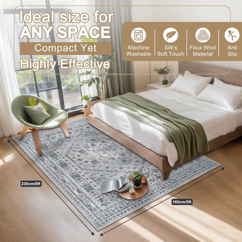 Washable Rugs Living Room Distressed Vintage Area