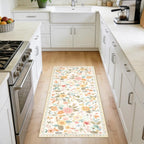 Washable Rugs Living Room Floral Rug Non-Slip