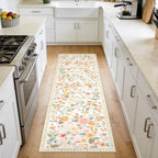 Washable Rugs Living Room Floral Rug Non-Slip