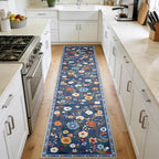 Washable Rugs Living Room Floral Rug Non-Slip