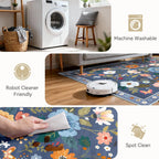Washable Rugs Living Room Floral Rug Non-Slip