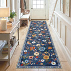 Washable Rugs Living Room Floral Rug Non-Slip