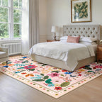 Washable Rugs Living Room Floral Rug Non-Slip