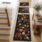Washable Rugs Living Room Floral Rug Non-Slip