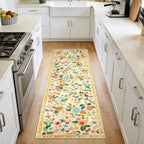 Washable Rugs Living Room Floral Rug Non-Slip