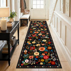 Washable Rugs Living Room Floral Rug Non-Slip