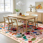 Washable Rugs Living Room Floral Rug Non-Slip