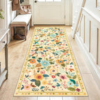 Washable Rugs Living Room Floral Rug Non-Slip