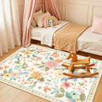 Washable Rugs Living Room Floral Rug Non-Slip