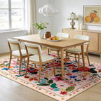 Washable Rugs Living Room Floral Rug Non-Slip