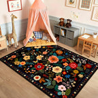 Washable Rugs Living Room Floral Rug Non-Slip