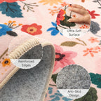Washable Rugs Living Room Floral Rug Non-Slip