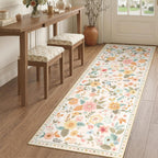 Washable Rugs Living Room Floral Rug Non-Slip