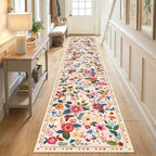 Washable Rugs Living Room Floral Rug Non-Slip