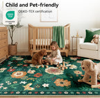 Washable Rugs Living Room Floral Rug Non-Slip