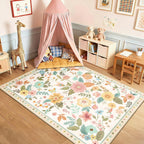 Washable Rugs Living Room Floral Rug Non-Slip