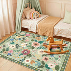 Washable Rugs Living Room Floral Rug Non-Slip