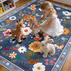 Washable Rugs Living Room Floral Rug Non-Slip