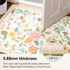Washable Rugs Living Room Floral Rug Non-Slip